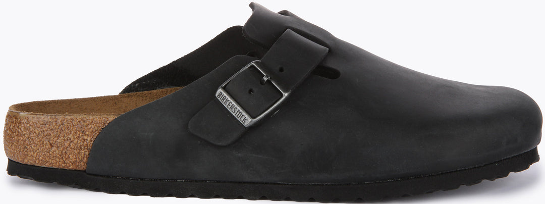 Zoccoli Birkenstock Boston | Vera pelle nera da uomo e donna