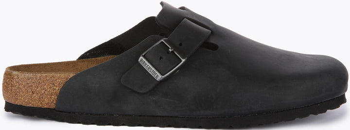 Zoccoli Birkenstock Boston | Vera pelle nera da uomo e donna
