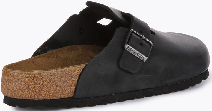 Zoccoli Birkenstock Boston | Vera pelle nera da uomo e donna