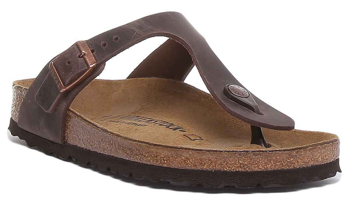 Sandales Birkenstock Gizeh | cuir véritable marron pour femmes