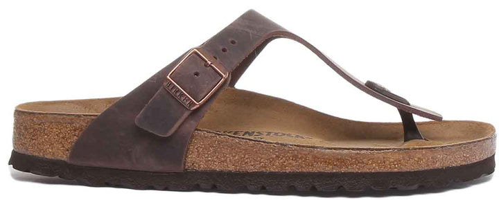 Sandales Birkenstock Gizeh | cuir véritable marron pour femmes