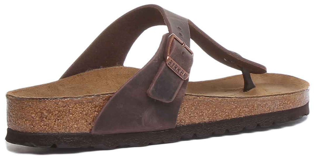 Sandales Birkenstock Gizeh | cuir véritable marron pour femmes