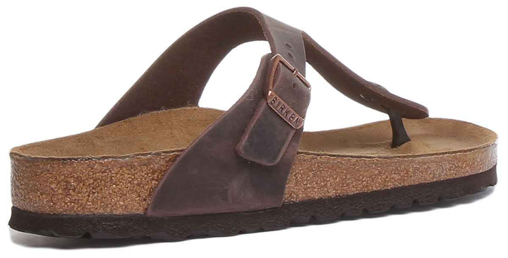 Sandales Birkenstock Gizeh | cuir véritable marron pour femmes