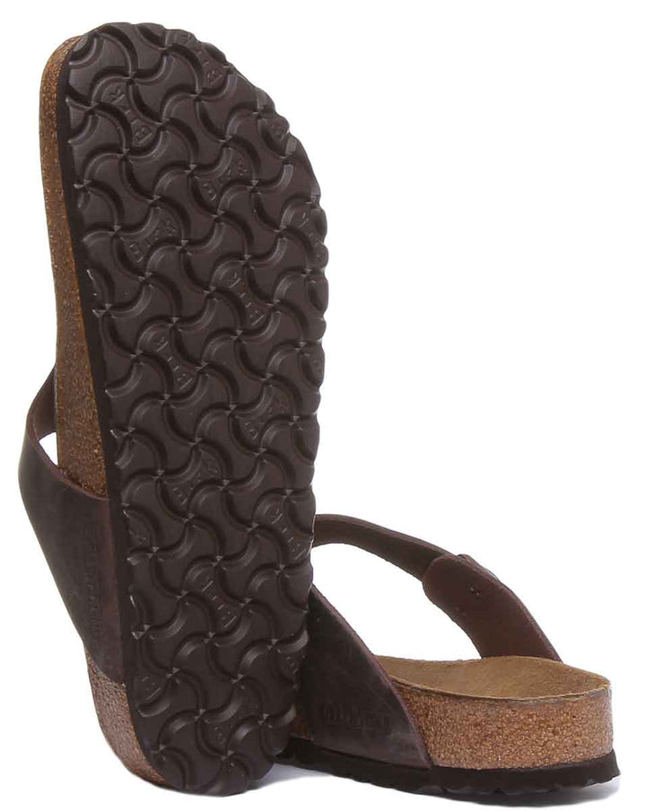 Sandales Birkenstock Gizeh | cuir véritable marron pour femmes