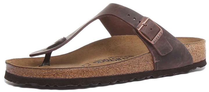Sandales Birkenstock Gizeh | cuir véritable marron pour femmes