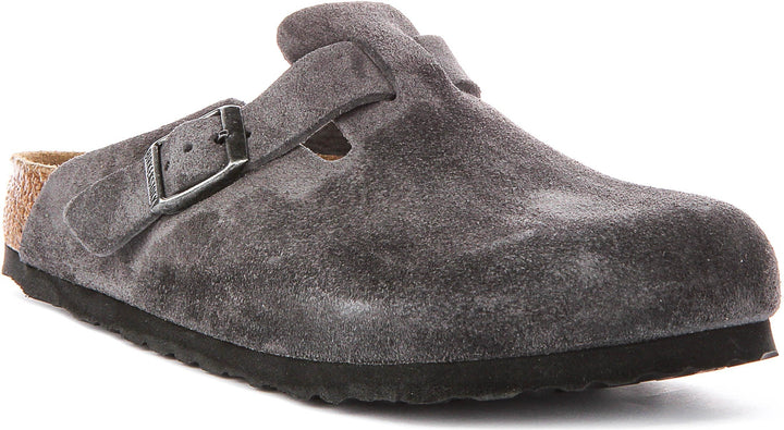 Zoccoli Birkenstock Boston | Birko-Flor color antracite da uomo e donna - calzata regolare