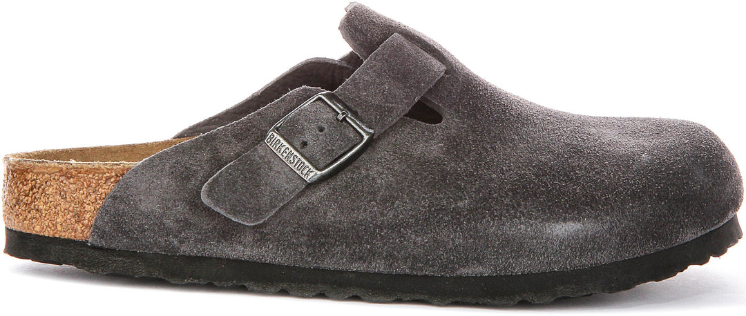 Zoccoli Birkenstock Boston | Birko-Flor color antracite da uomo e donna - calzata regolare