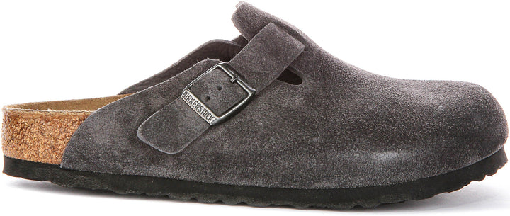 Zoccoli Birkenstock Boston | Birko-Flor color antracite da uomo e donna - calzata regolare