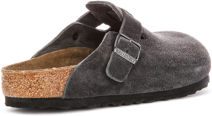 Zoccoli Birkenstock Boston | Birko-Flor color antracite da uomo e donna - calzata regolare