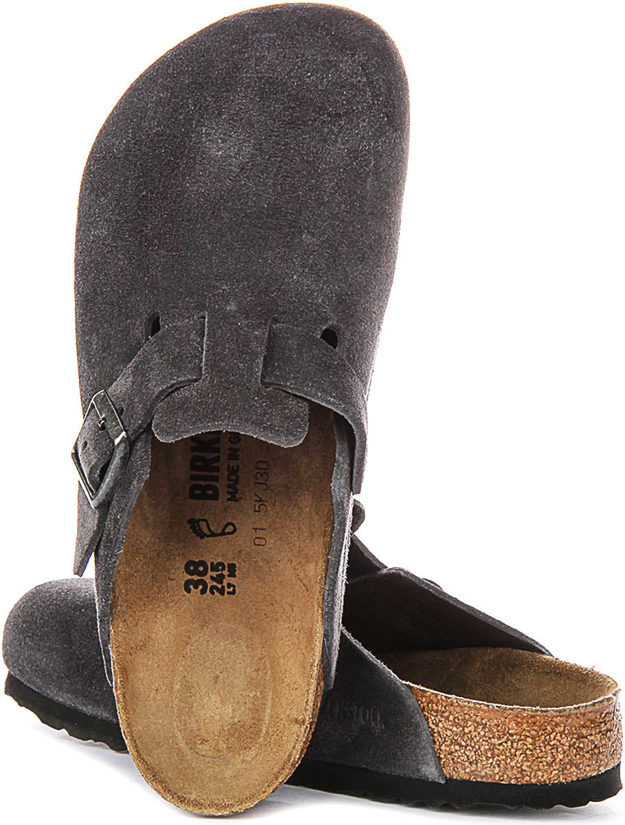 Zoccoli Birkenstock Boston | Birko-Flor color antracite da uomo e donna - calzata regolare