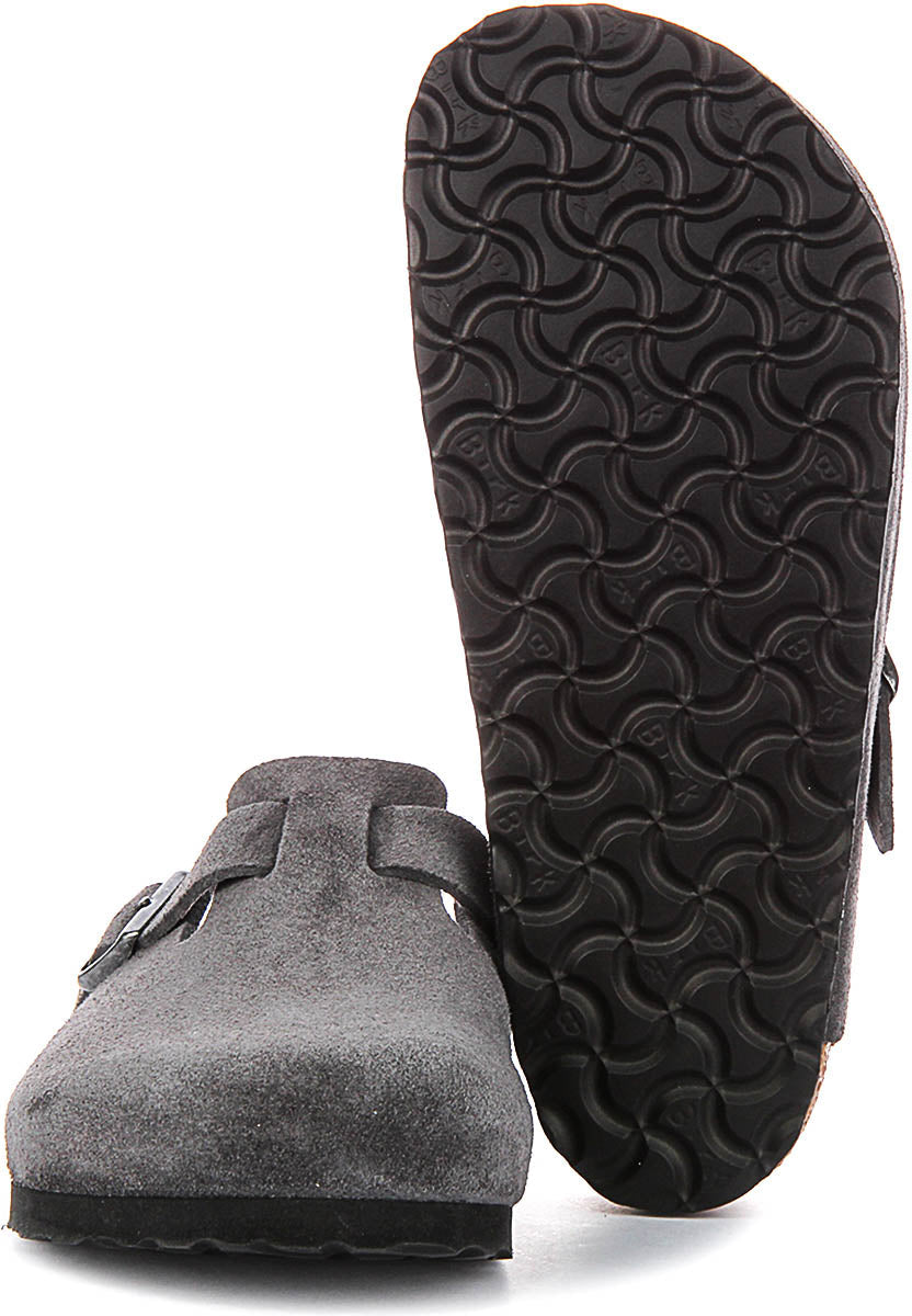 Zoccoli Birkenstock Boston | Birko-Flor color antracite da uomo e donna - calzata regolare