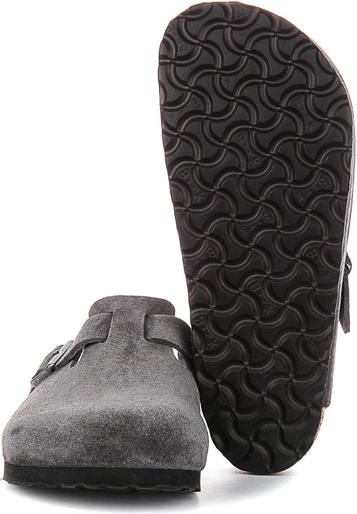 Zoccoli Birkenstock Boston | Birko-Flor color antracite da uomo e donna - calzata regolare