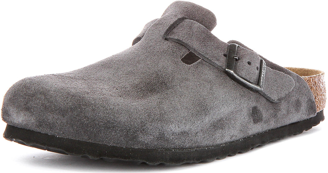 Zoccoli Birkenstock Boston | Birko-Flor color antracite da uomo e donna - calzata regolare