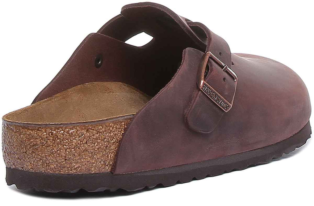 Sabots Birkenstock Boston | cuir véritable marron foncé pour hommes