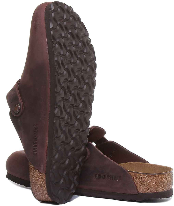 Sabots Birkenstock Boston | cuir véritable marron foncé pour hommes
