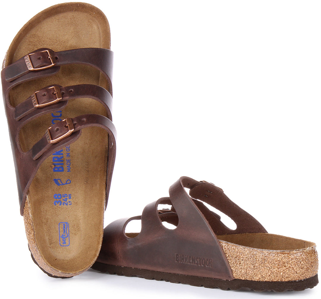 Sandali Birkenstock Florida | Vera pelle marrone scuro da donna