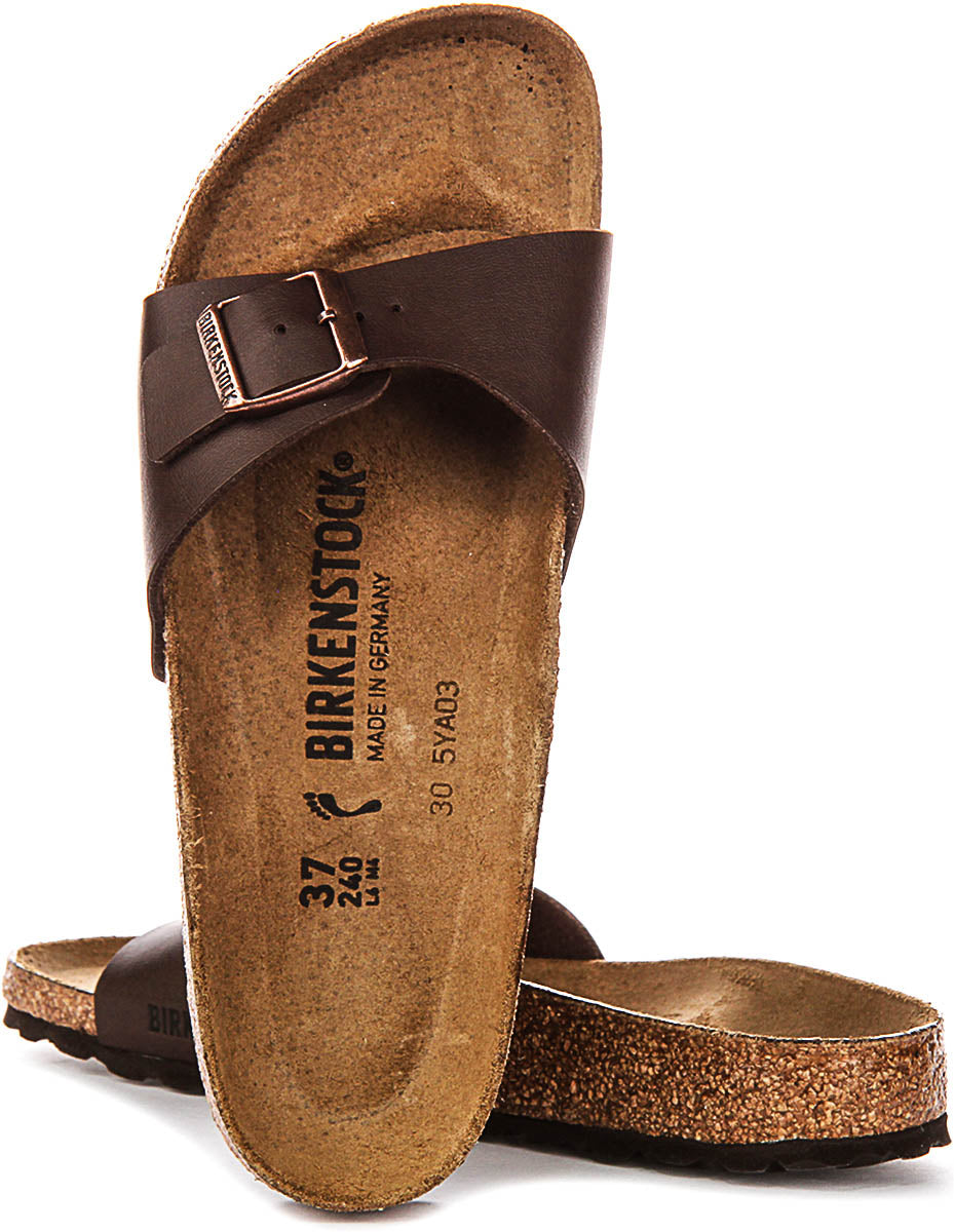 Sandales Birkenstock Madrid | Birko-Flor marron foncé pour femme - coupe étroite