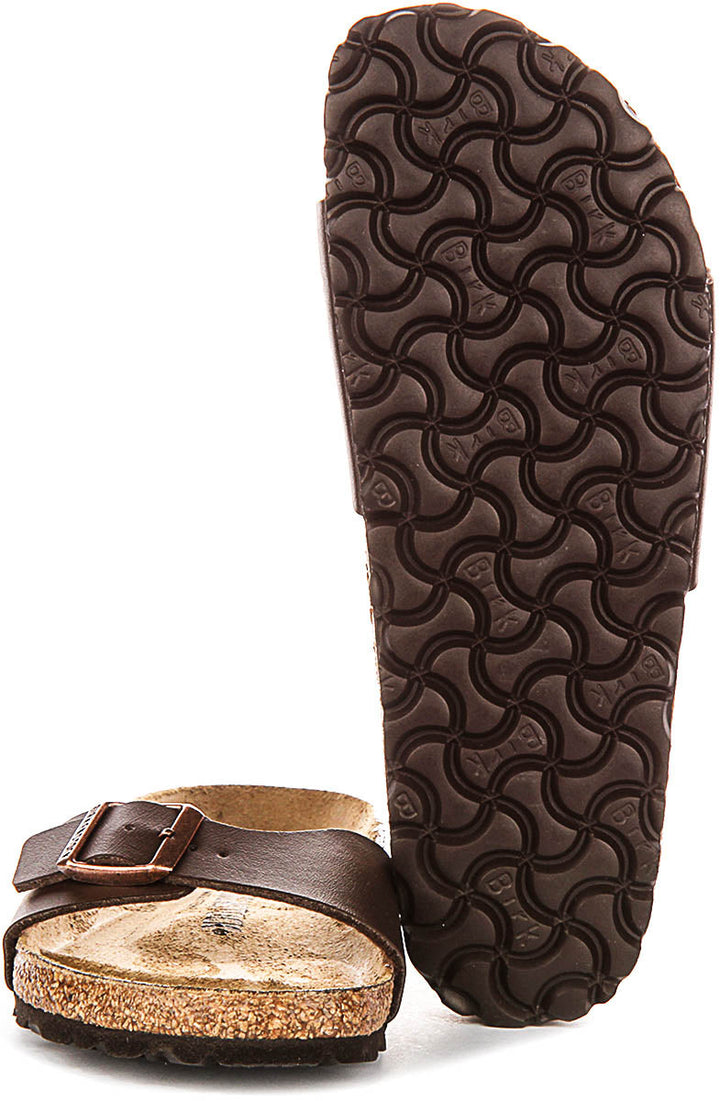 Sandales Birkenstock Madrid | Birko-Flor marron foncé pour femme - coupe étroite