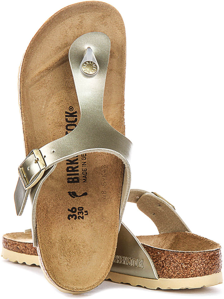 Birkenstock Gizeh Sandals | Gold Birko-Flor for Kids - Narrow Fit