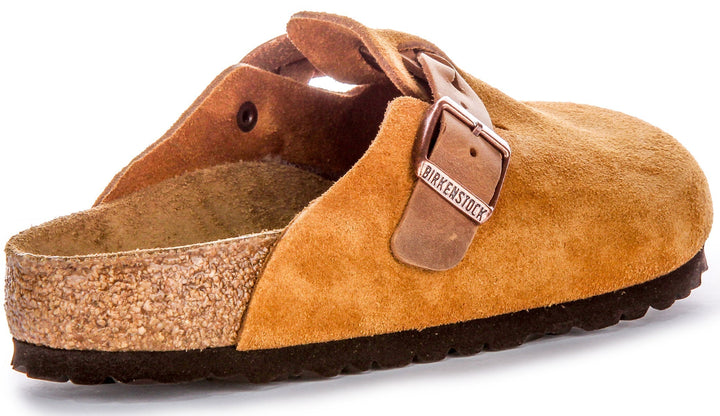 Sabots Birkenstock Boston | Cuir suédé vison - bride tressée pour femmes