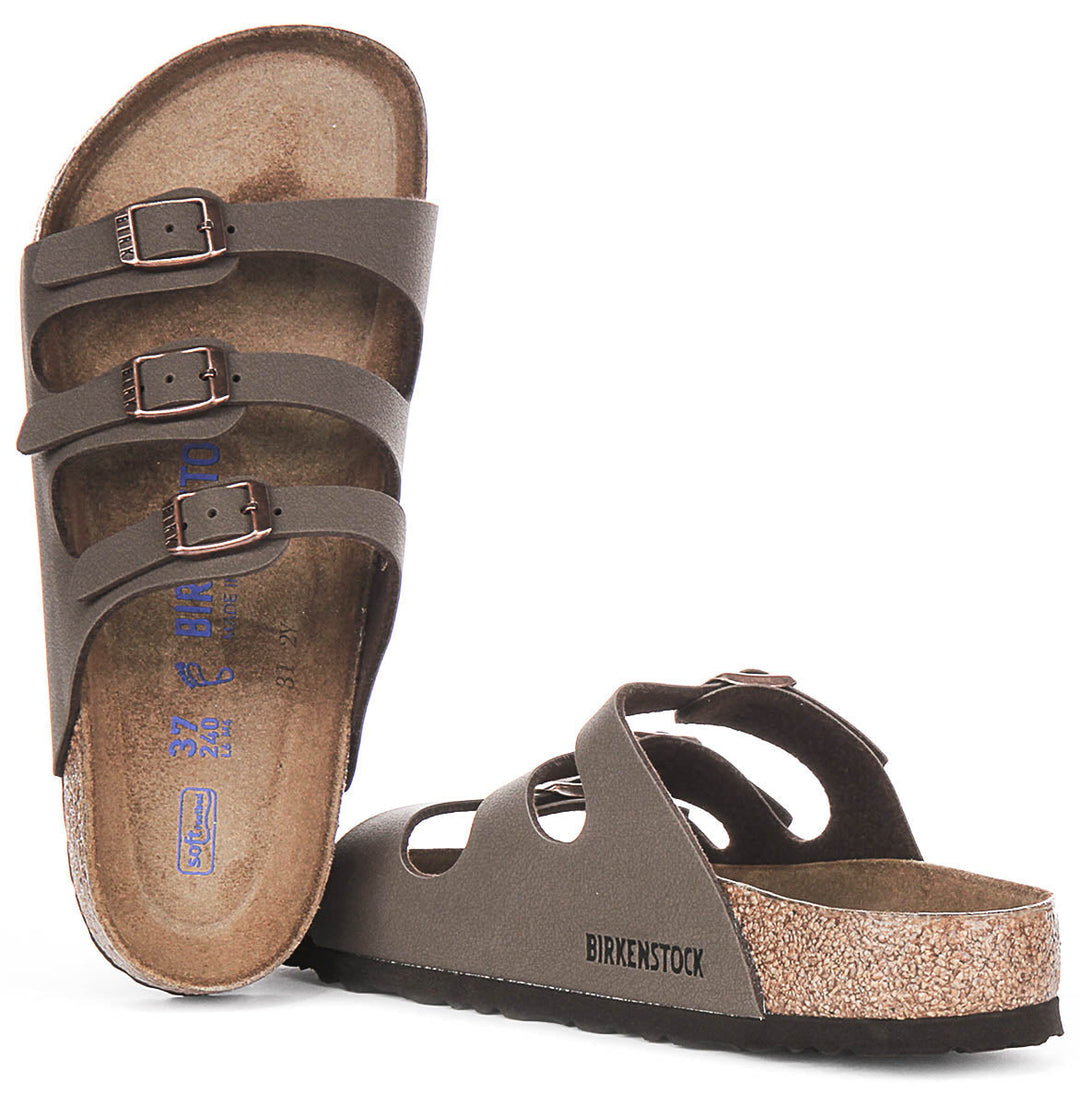 Birkenstock Florida sandalen | Mocca echt leer - zacht voetbed voor dames - normale pasvorm