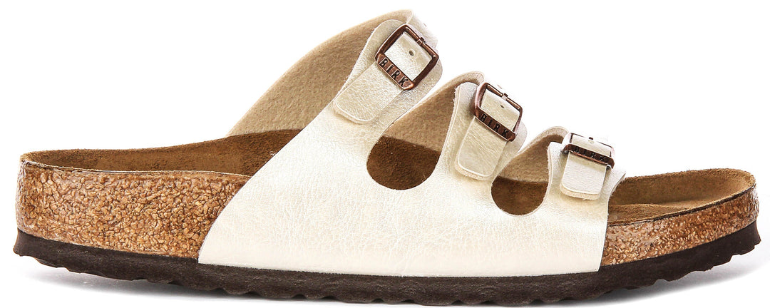 Birkenstock Florida sandali | Birko-Flor bianco perla da donna - Calzata regolare