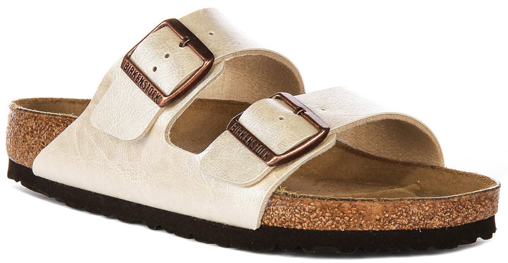 Birkenstock Arizona Sandals | Pearl White Birko-Flor for Women - Regular Fit