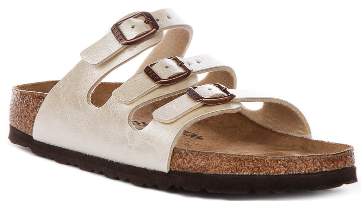 Sandales Birkenstock Florida | Birko-Flor blanc perle pour femme - coupe étroite