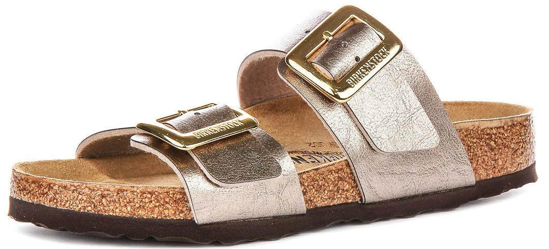 Birkenstock Sydney Cushion-klompen | taupekleurig suèdeleer voor dames – normale pasvorm